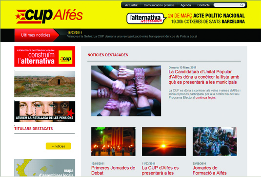La pàgina web de la CUP d'Alfés, http://alfes.cup.cat/