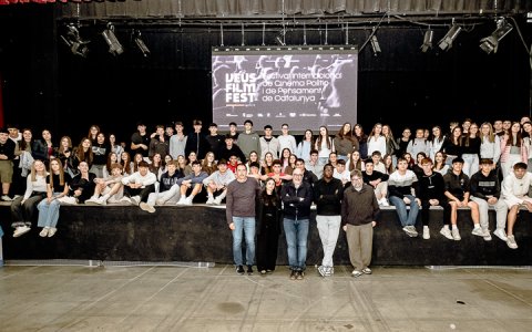 A la presentació hi han assistit alumnes de l'institut Josep Vallverdú i el col·legi Mare de Déu de Montserrat.(foto: Xavi Minguella)